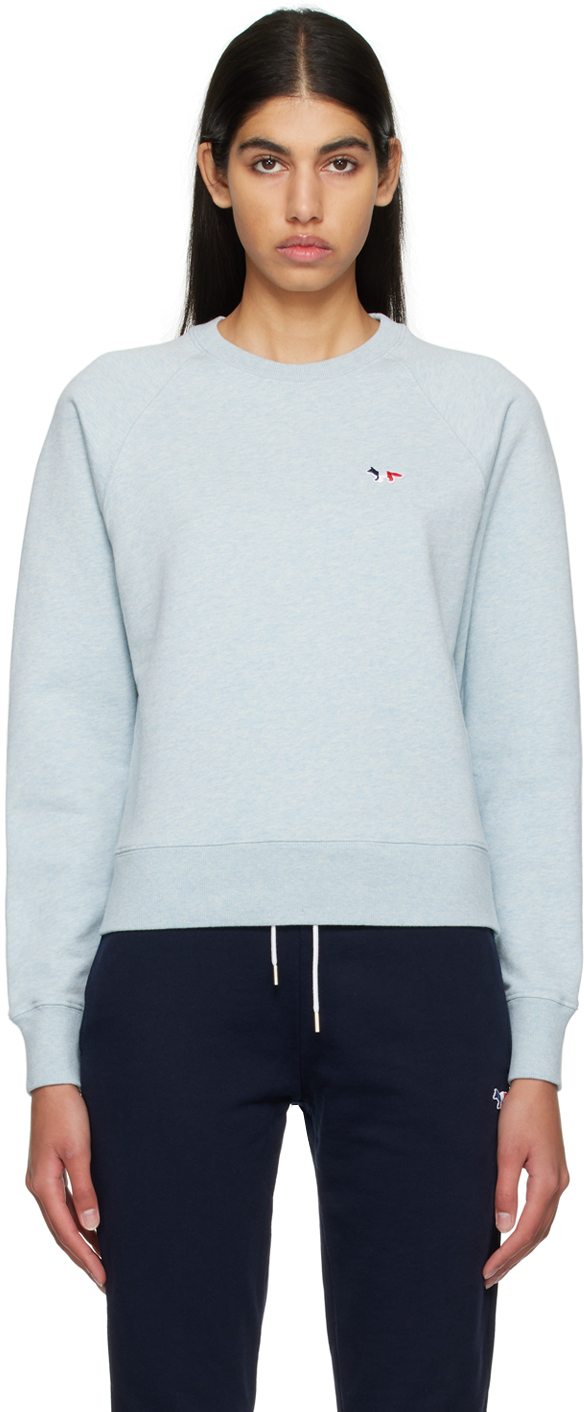 Maison Kitsuné: Blue Tricolor Fox Sweatshirt | SSENSE