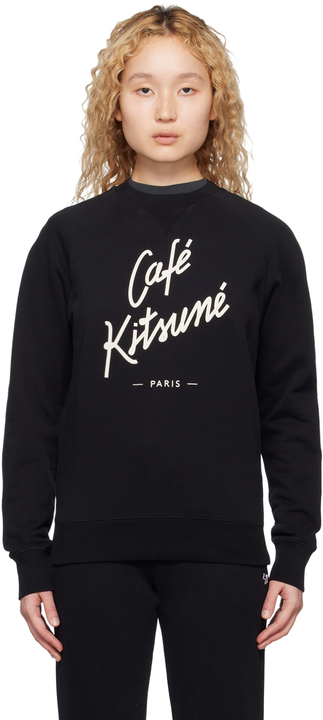 Maison Kitsuné Black 'café Kitsuné' Sweatshirt In Bk Black