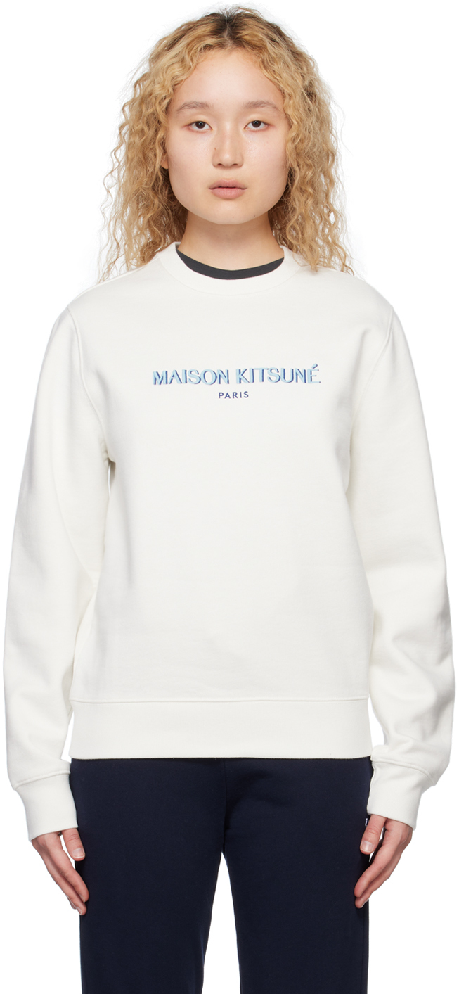 Maison Kitsuné White Embroidered Sweatshirt