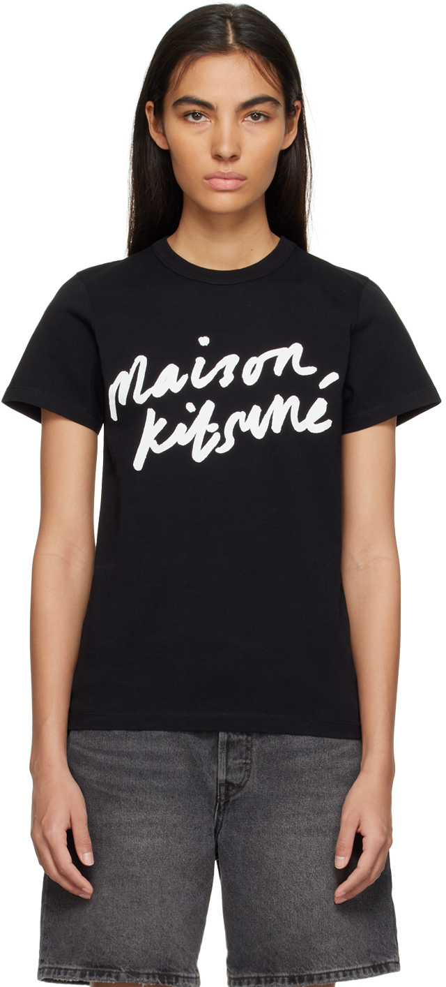 MAISON KITSUNÉ BLACK HANDWRITING T-SHIRT