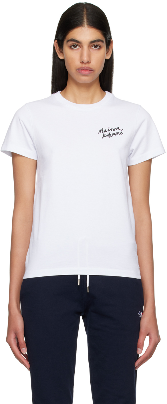 Maison Kitsuné White Mini Handwriting T-shirt In P100 White