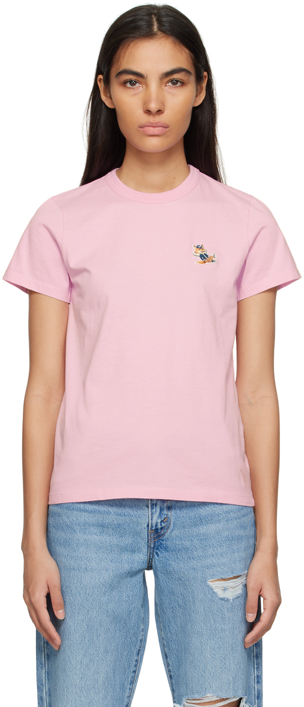 Maison Kitsuné Dressed Fox Patch Classic T-shirt In Pink