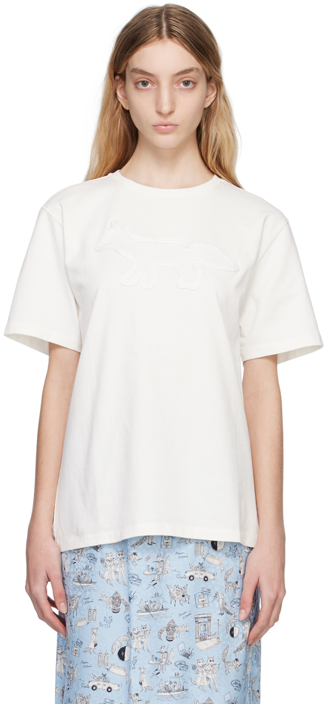 Off-White Contour Fox Patch T-Shirt by Maison Kitsuné on Sale