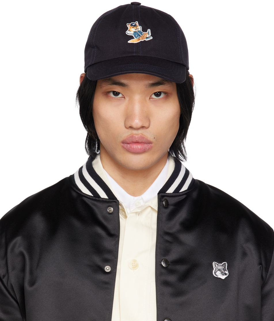 Maison Kitsuné Blue Dressed Fox Cotton Baseball Cap | ModeSens