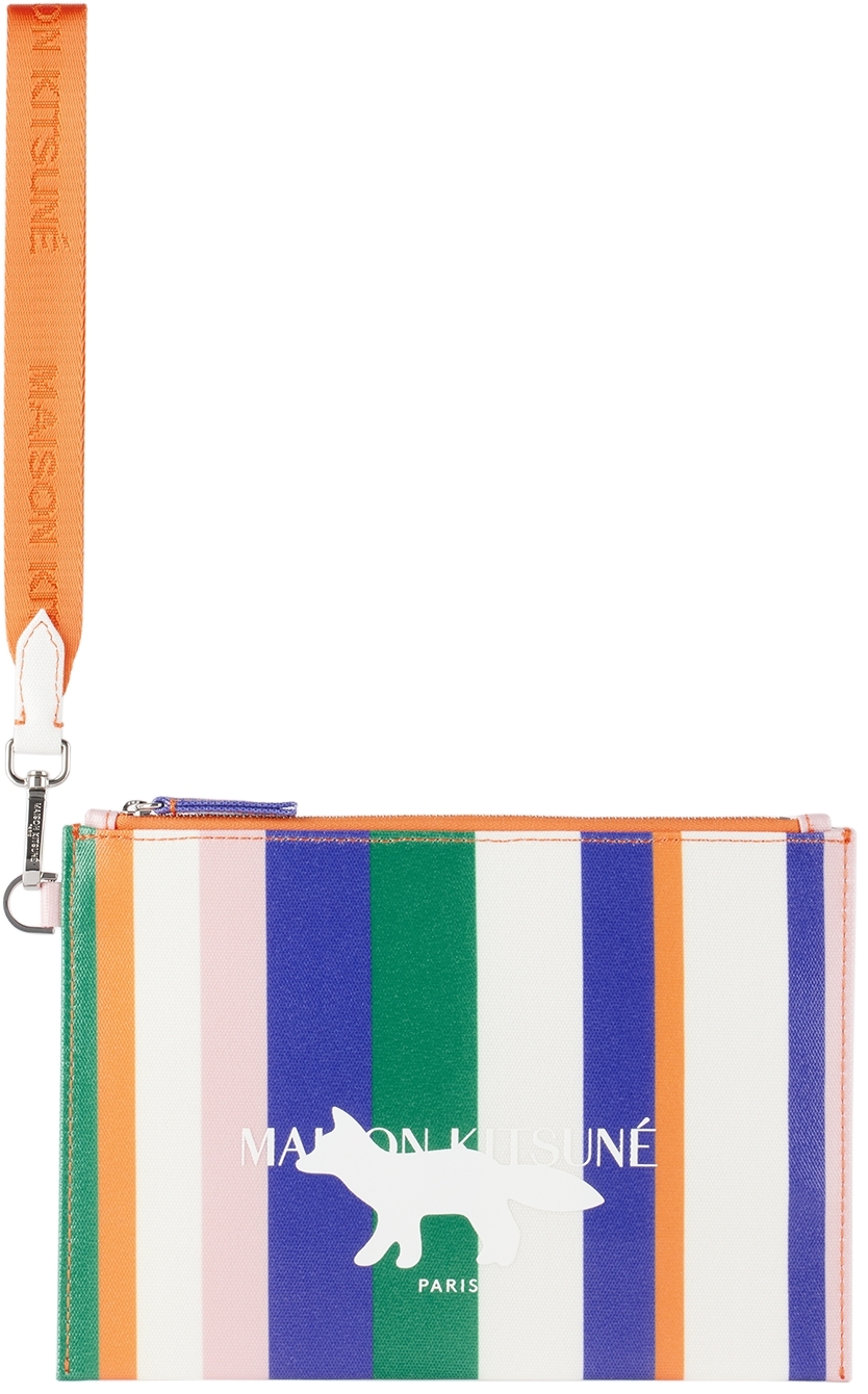 Maison Kitsuné Multicolor Stripes Pouch In S101 Multico Stripes