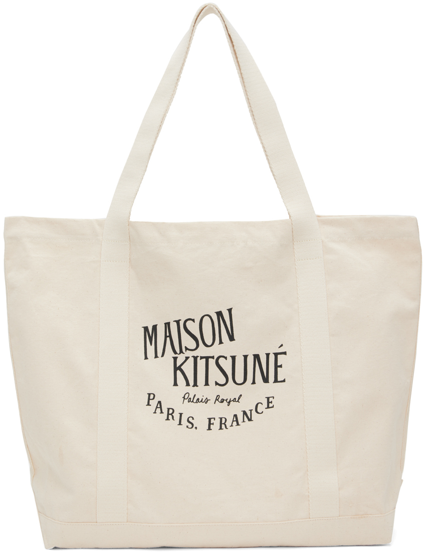 Maison Kitsuné: Beige Palais Royal Tote | SSENSE UK