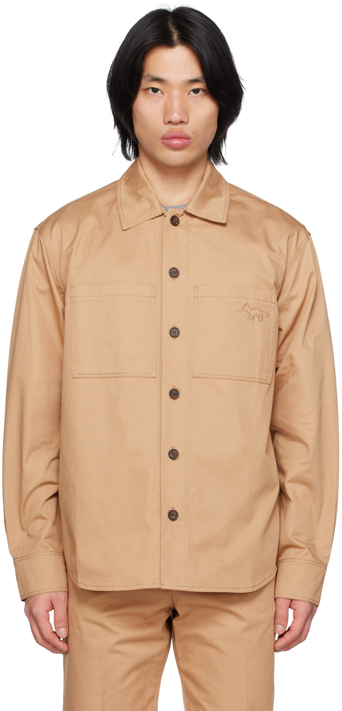 Maison Kitsuné Tan Embroidered Shirt In P220 Beige