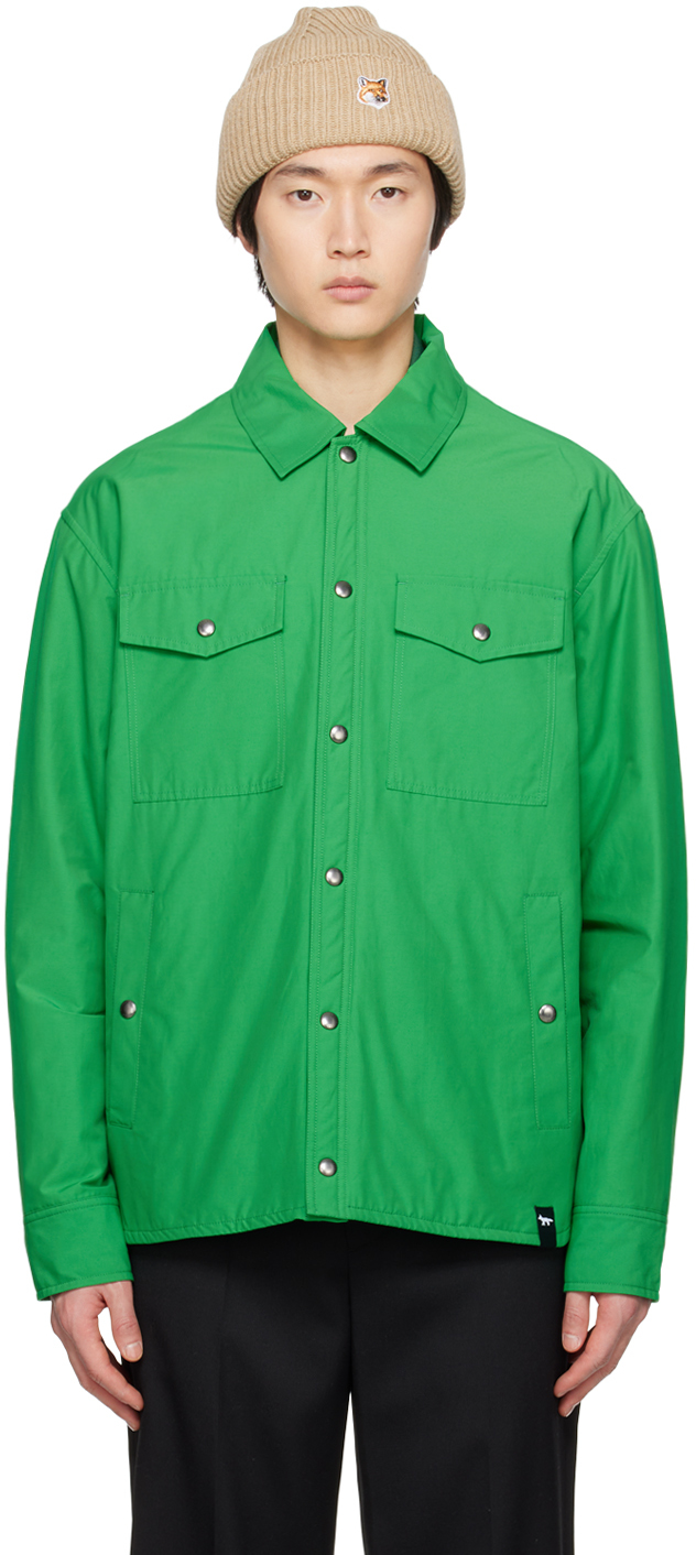 Maison Kitsuné Green Padded Jacket In P374 Grass Green