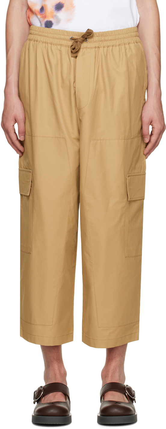 Maison Kitsuné: Beige Drawstring Trousers | SSENSE