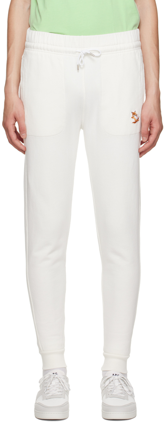 Maison Kitsuné Off-white Chillax Fox Sweatpants In P700 Ecru