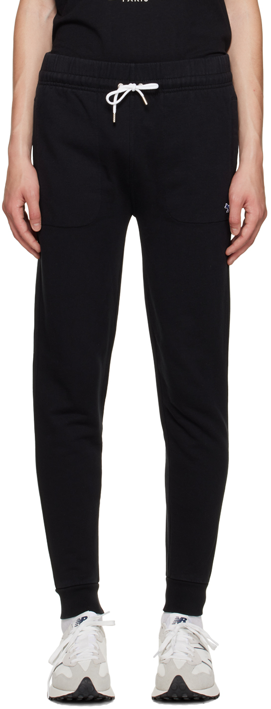 Maison Kitsuné Tricolor Fox Logo Cotton Sweatpants In Black