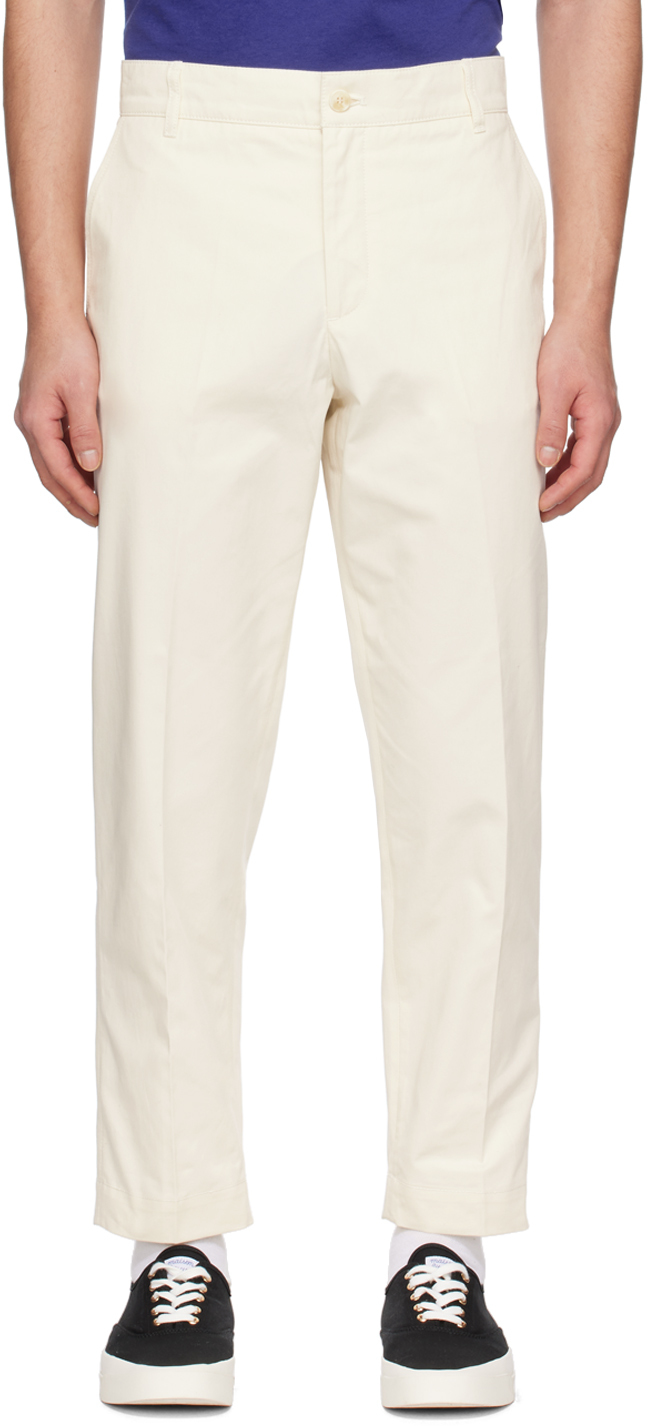 Maison Kitsuné Off-white Creased Trousers In P704 Milky White
