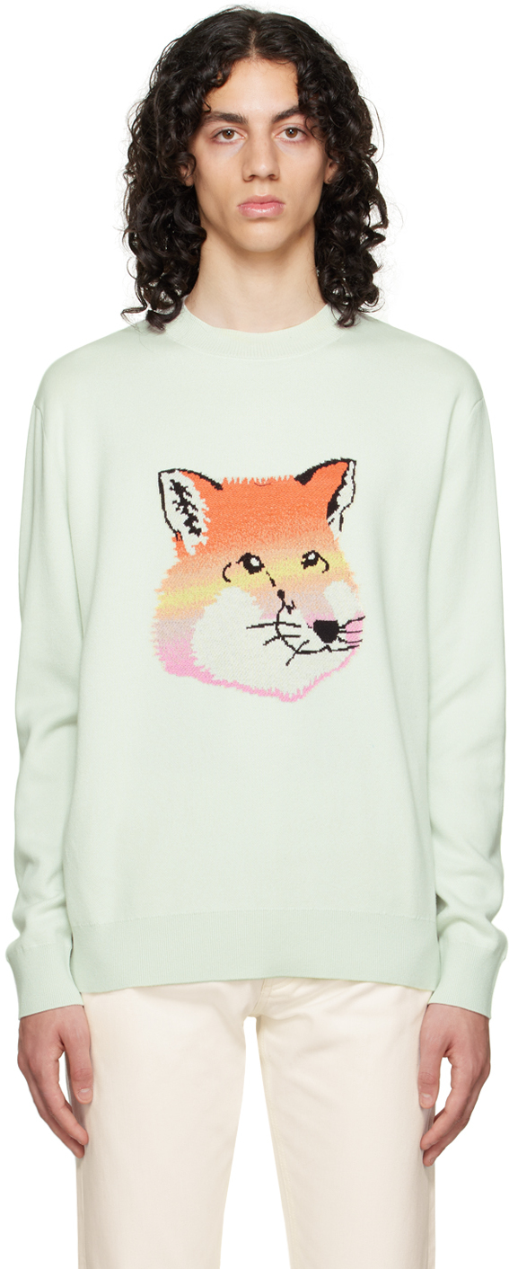 Maison Kitsuné Gray Fox Head Intarsia Sweater