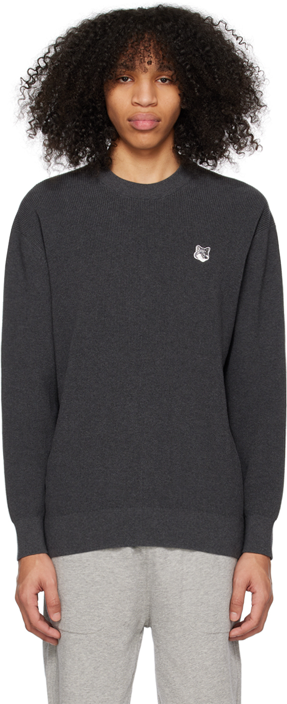 Maison Kitsuné Fox Head Relaxed Jumper In Grey