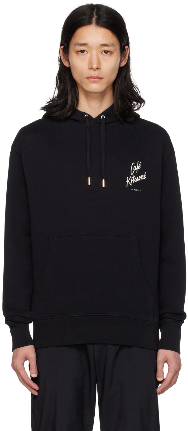 MAISON KITSUNÉ BLACK 'CAFÉ KITSUNÉ' HOODIE