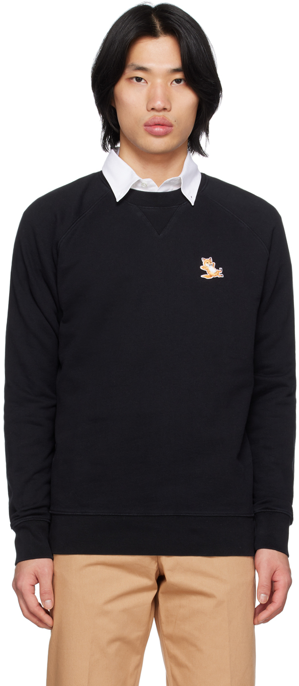 Shop Maison Kitsuné Black Chillax Fox Sweatshirt In P199 Black