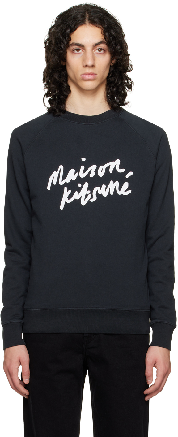 Maison Kitsuné: Black Handwriting Clean Sweatshirt | SSENSE