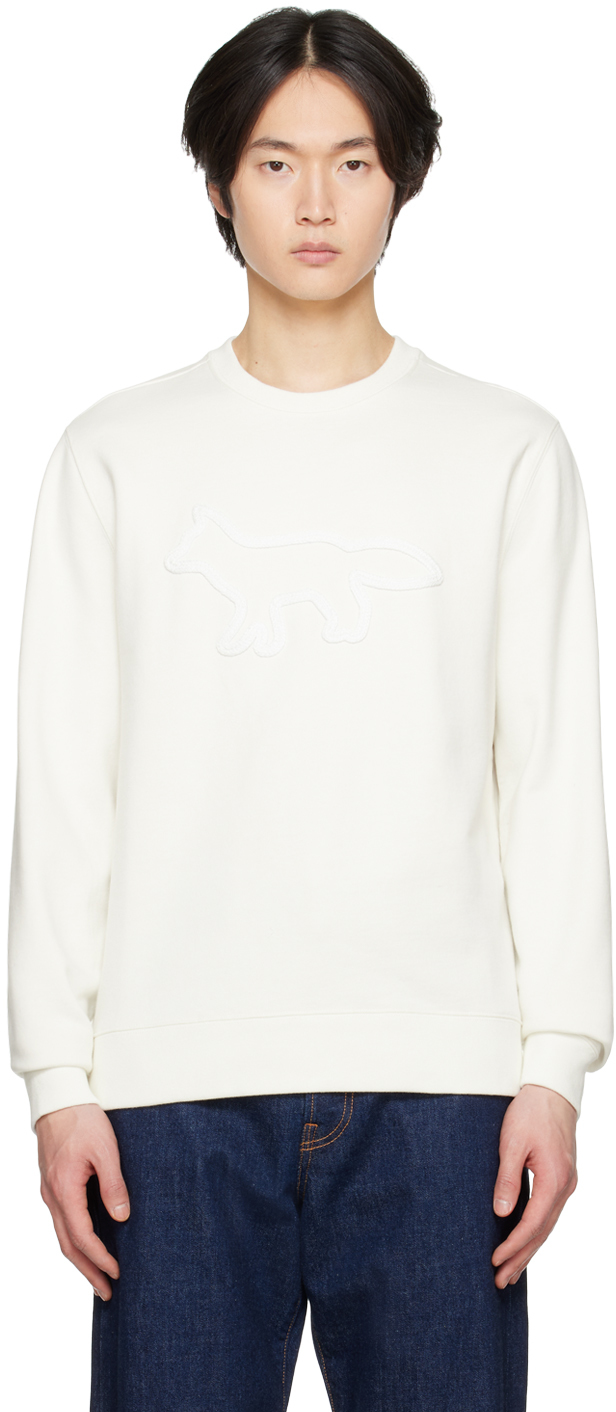 Maison Kitsuné Off-white Contour Fox Sweatshirt In P103 Off-white