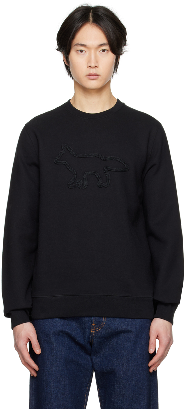 Maison Kitsuné Contour Fox Patch Regular Sweatshirt In Black