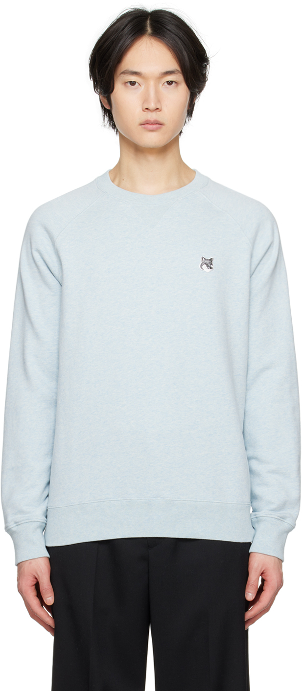 Maison Kitsuné Fox Head Patch Sweatshirt In Blue Haze Melange