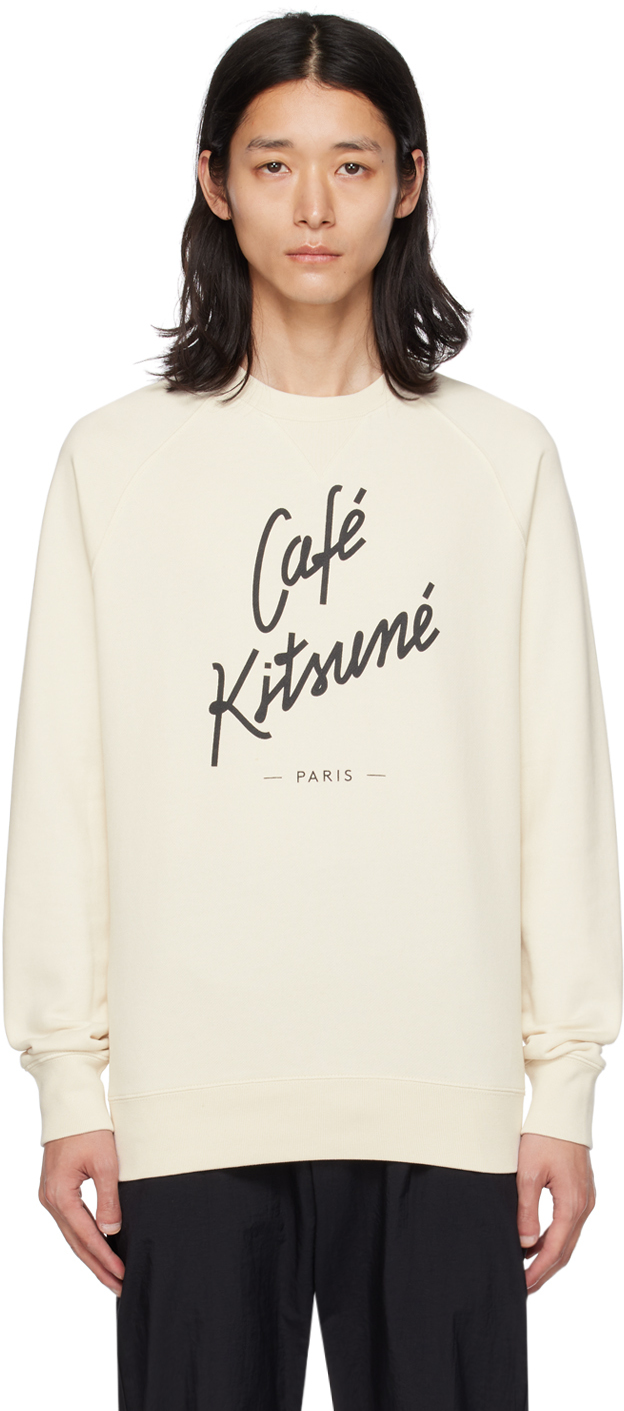 Beige 'Café Kitsuné' Sweatshirt by Maison Kitsuné on Sale