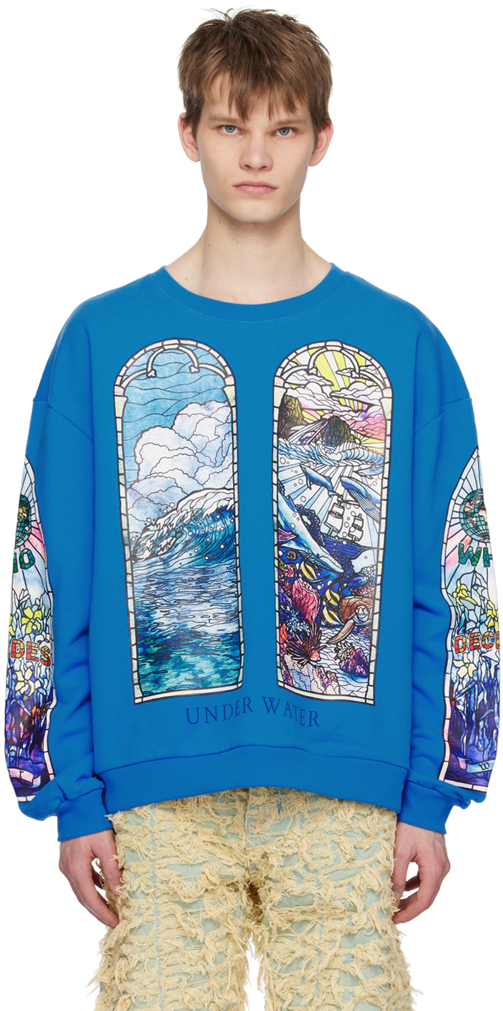 Who Decides War By Mrdr Brvdo Blue Sandy Lane Sweatshirt In Dull Sea