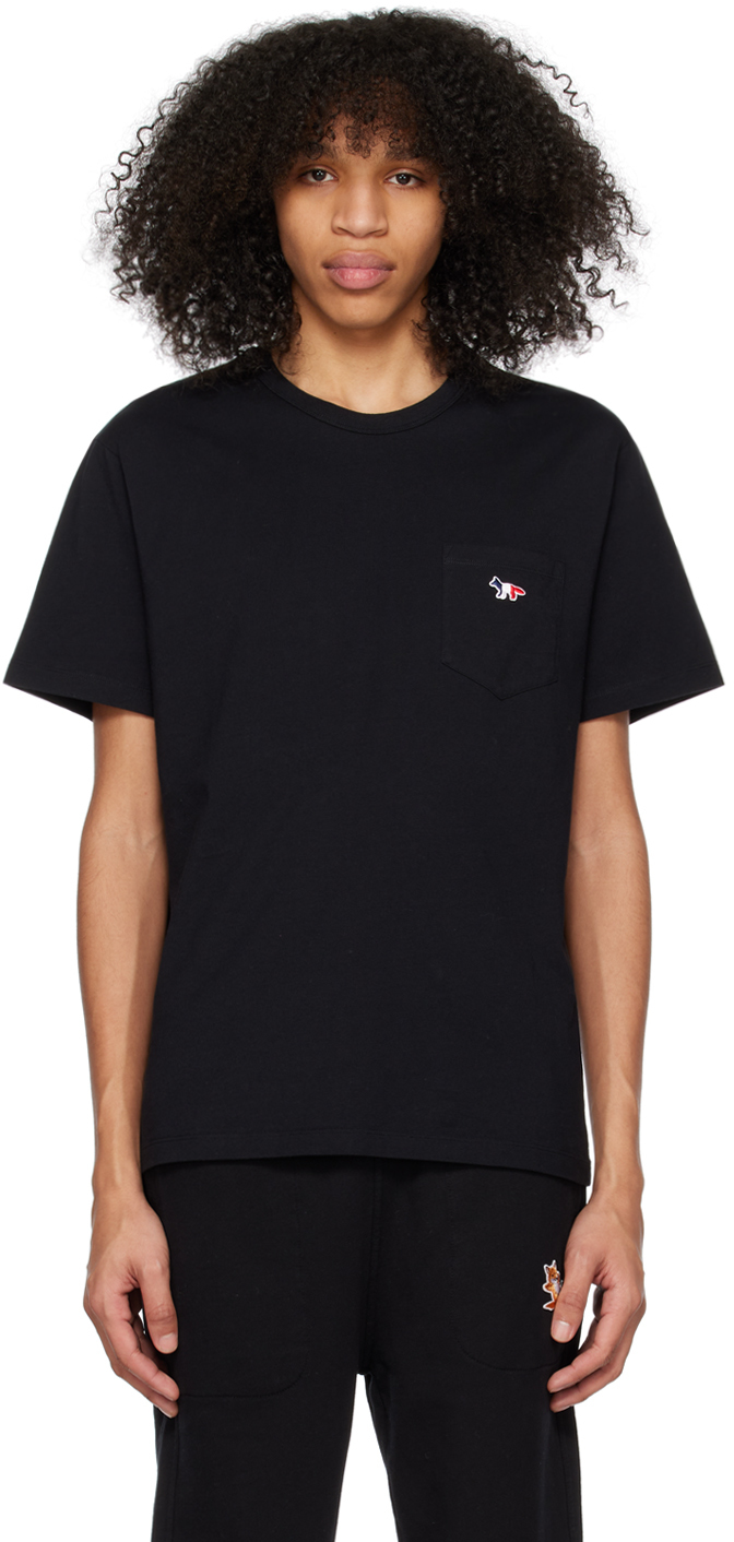 Maison Kitsuné Black Tricolor Fox T-shirt In P199 Black