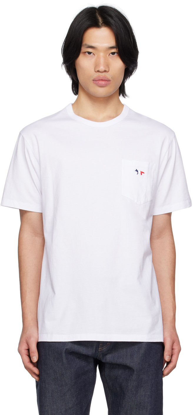 White Tricolor Fox T-Shirt by Maison Kitsuné on Sale