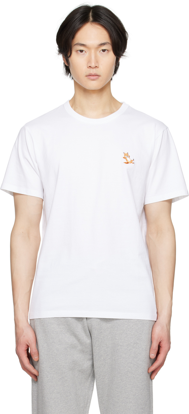 Shop Maison Kitsuné White Chillax Fox T-shirt In P100 White