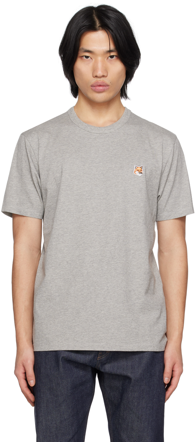 Maison Kitsuné: Gray Fox Head T-Shirt | SSENSE