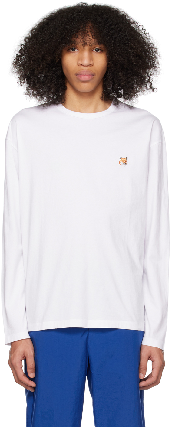 Maison Kitsuné: White Fox Head Long Sleeve T-Shirt | SSENSE