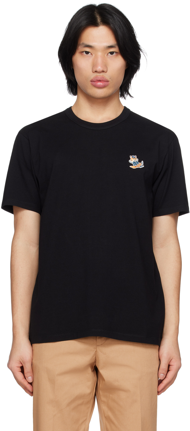 Maison Kitsuné Dressed Fox Patch T-shirt In Black | ModeSens