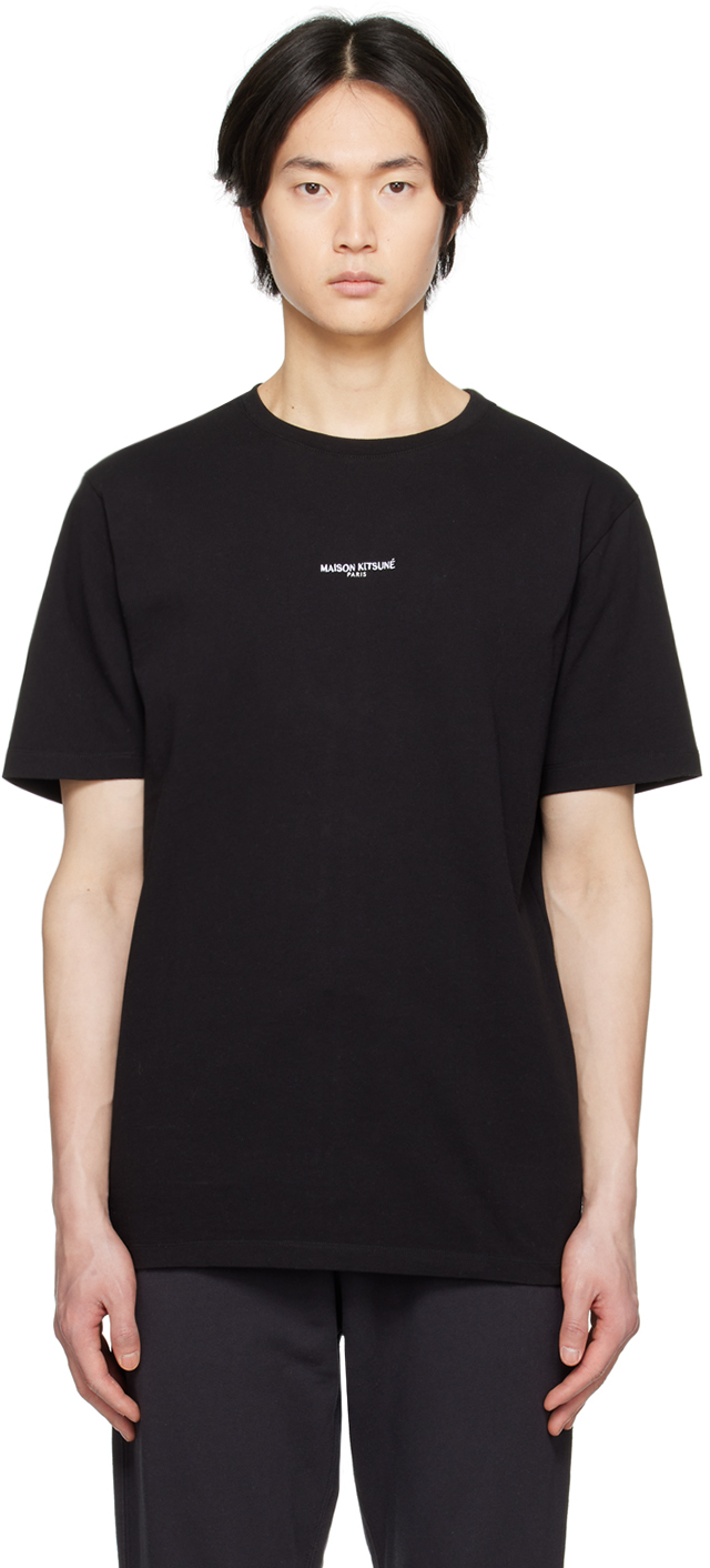 Black 'Paris' T-Shirt by Maison Kitsuné on Sale