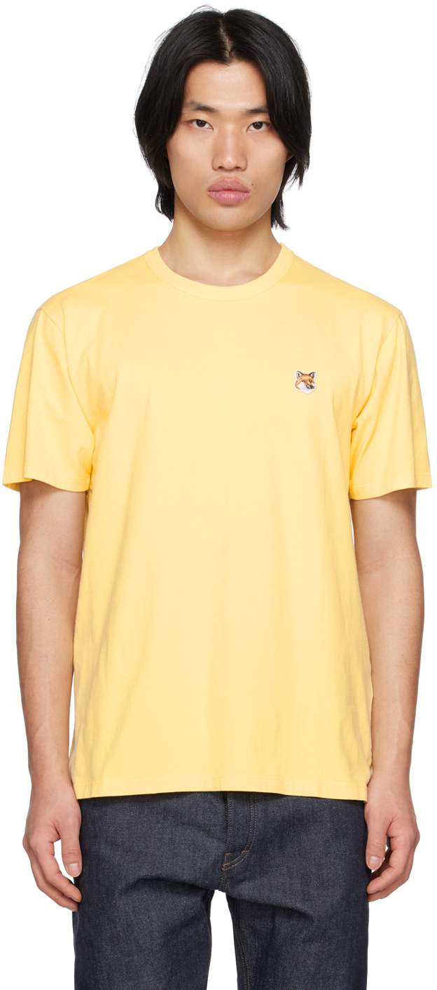 Shop Maison Kitsuné Yellow Fox Head T-shirt In P724 Soft Yellow