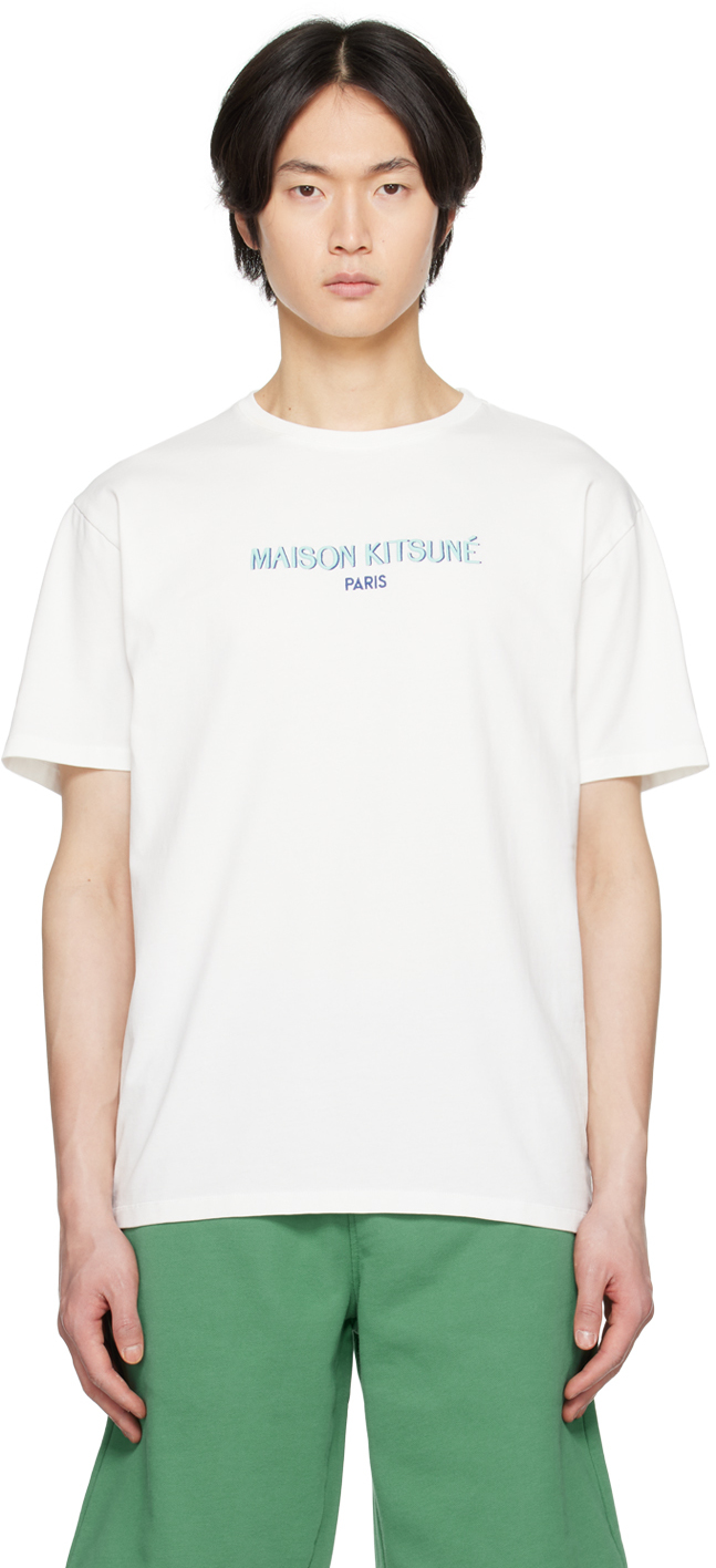 Shop Maison Kitsuné White 'paris' T-shirt In P103 Off-white