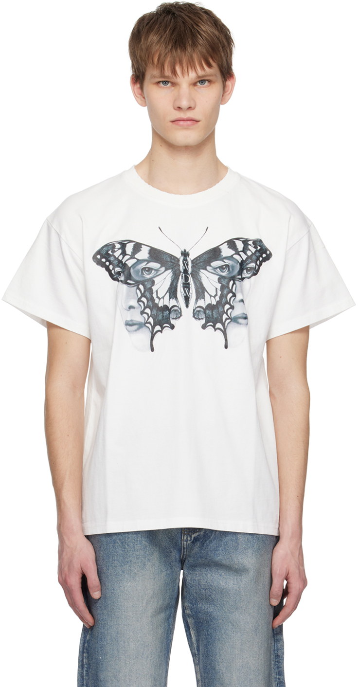 Who Decides War by MRDR BRVDO: White Duofly T-Shirt | SSENSE