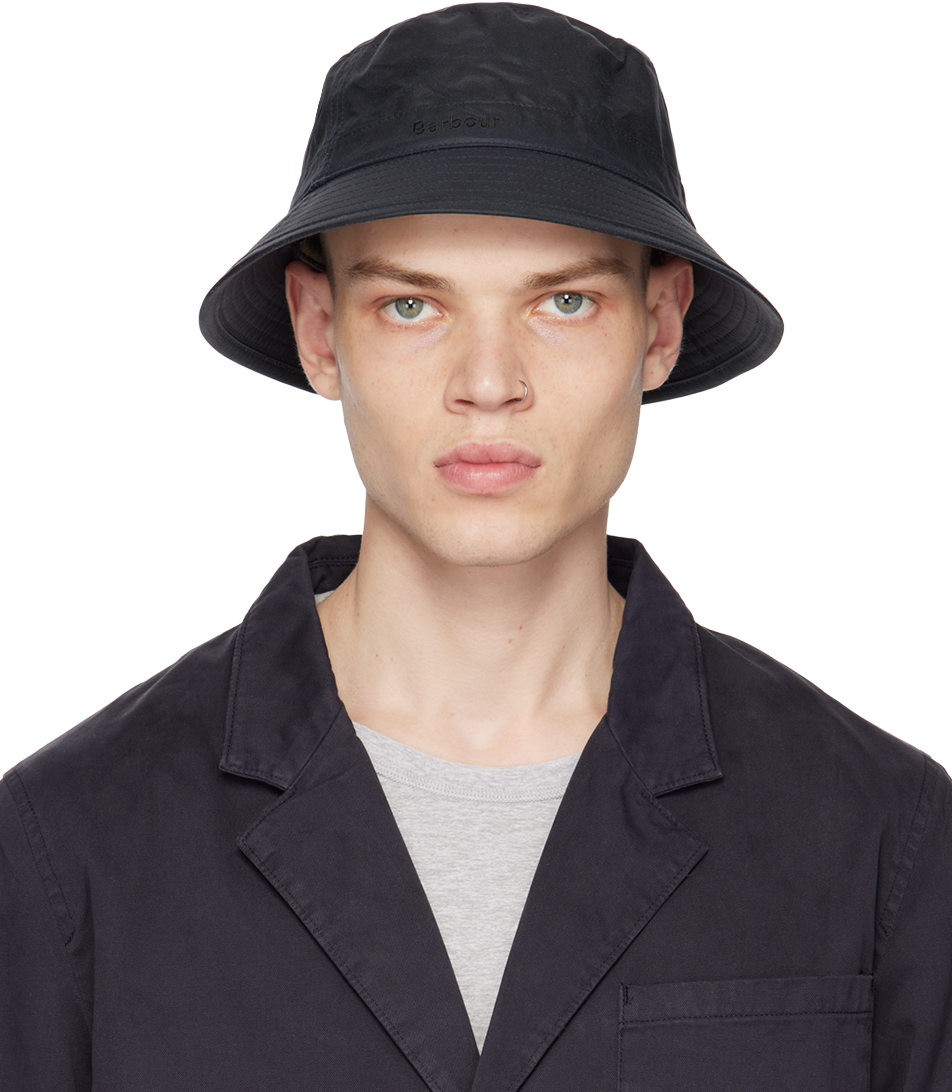 Navy Wax Sports Bucket Hat by Barbour on Sale