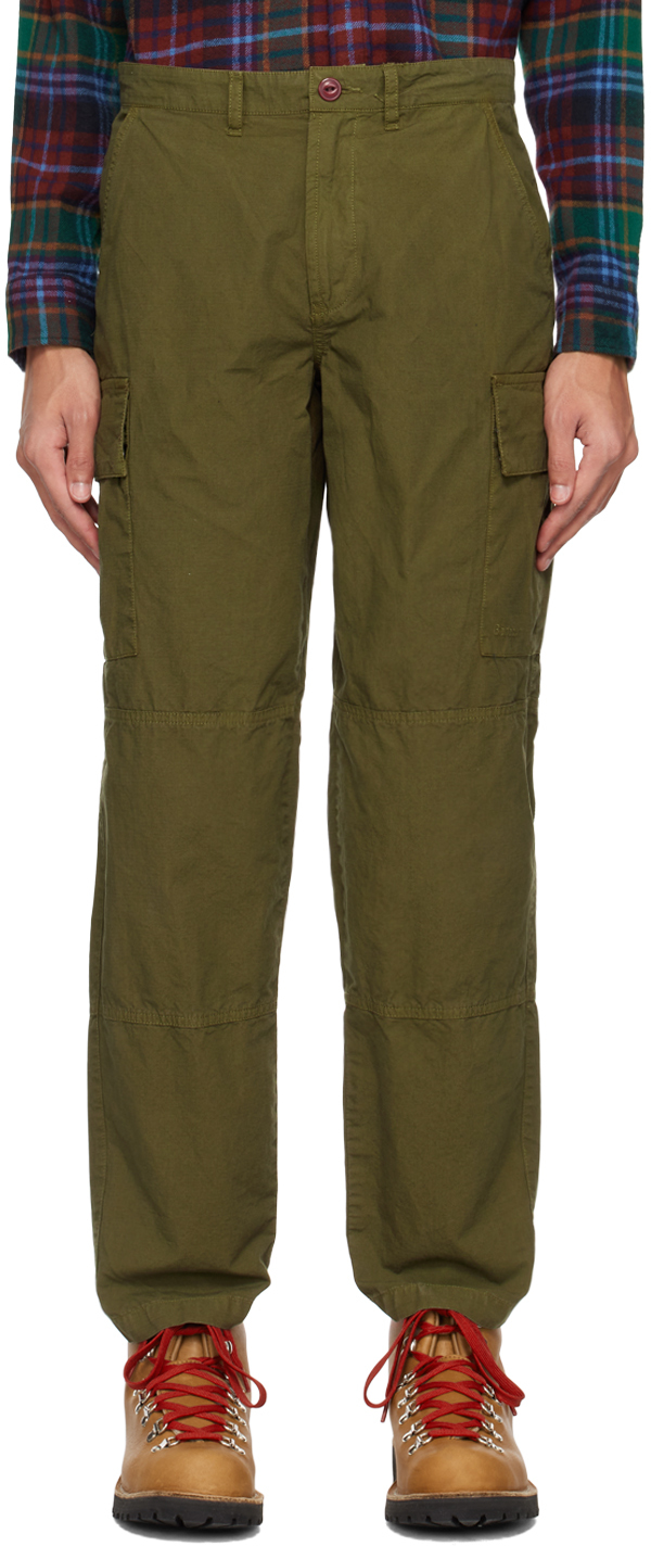 Barbour Khaki Essential Cargo Pants In Ivy Green