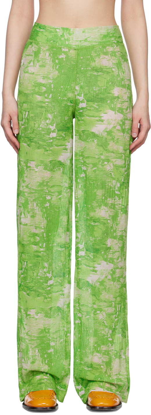 Henrik Vibskov Green Sway Lounge Pants In The Riddle Green