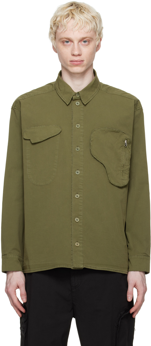 Henrik Vibskov: Green Asymmetric Pocket Shirt | SSENSE