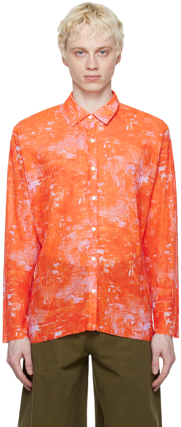 Henrik Vibskov: Orange Pleated Shirt | SSENSE