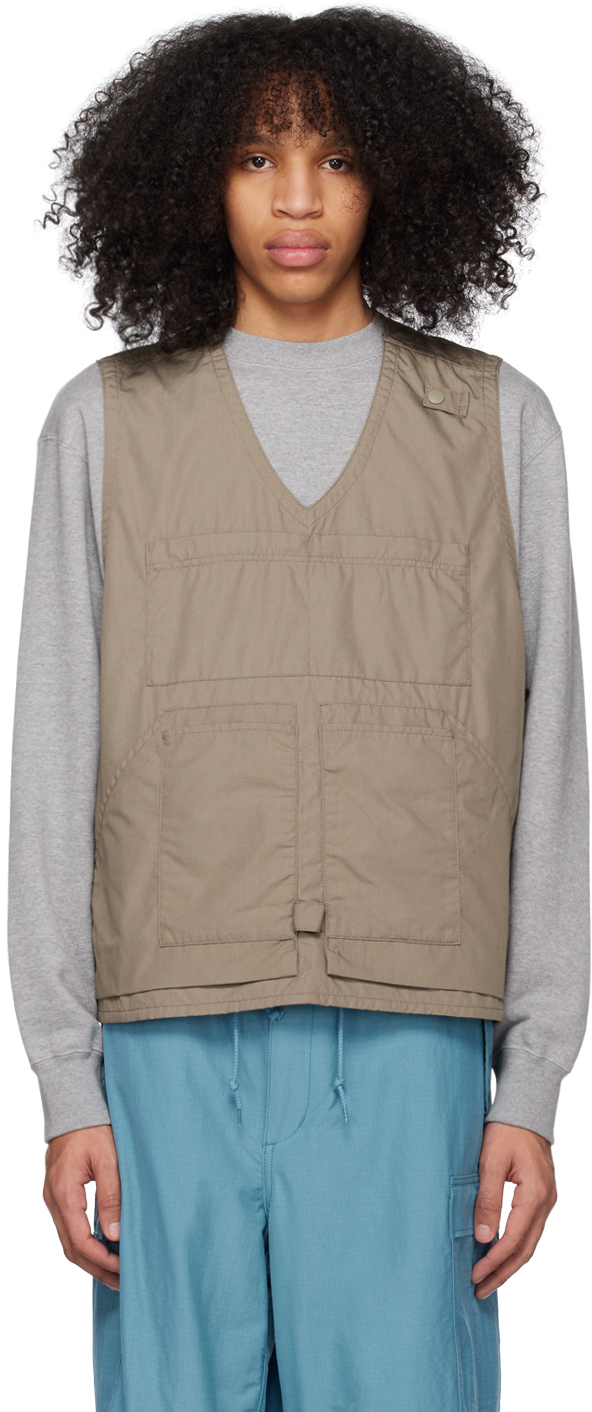 Taupe Adventure Vest by BEAMS PLUS on Sale