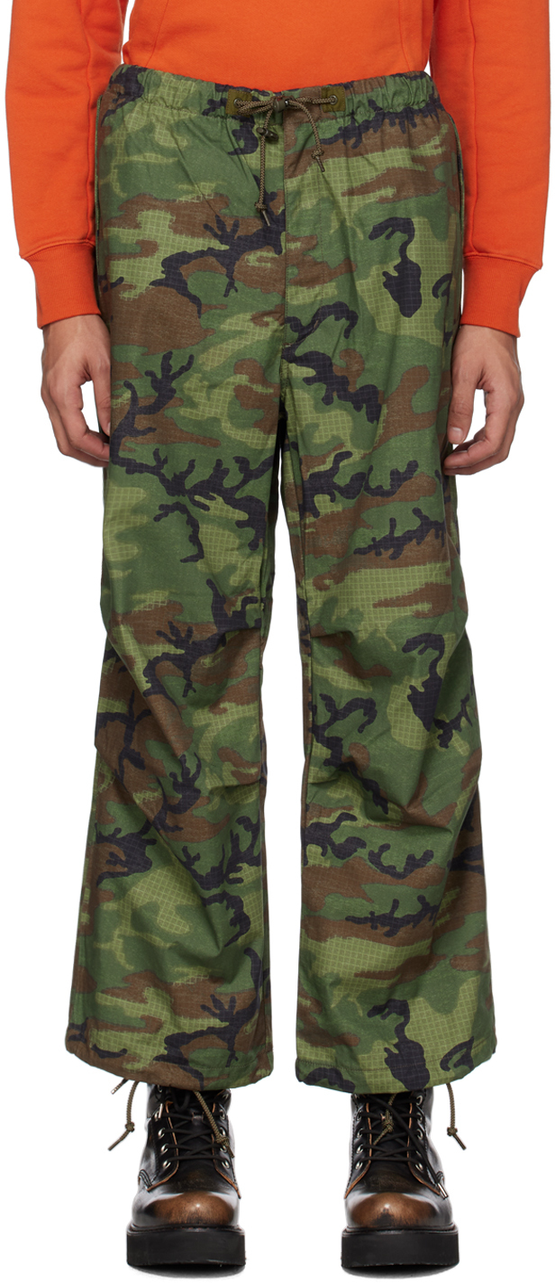 Beams Green Camouflage Trousers In Woodland Pattern90
