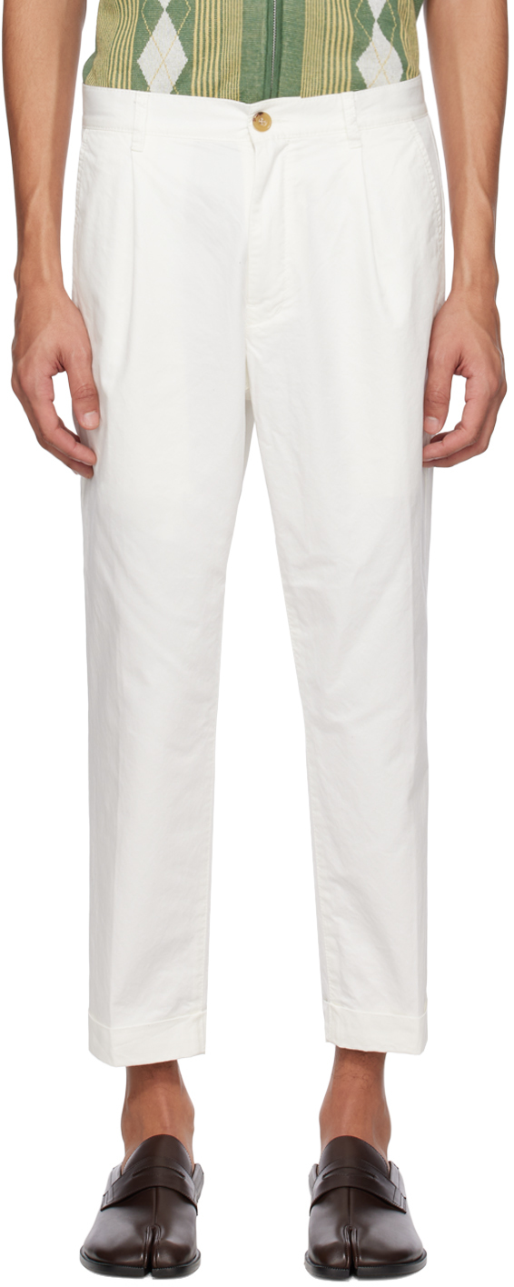 BEAMS PLUS White Pleated Trousers