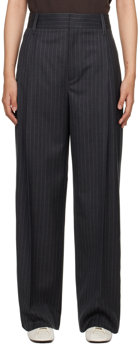 Maria Mcmanus Gray Striped Trousers In Charcoal Pinstripe