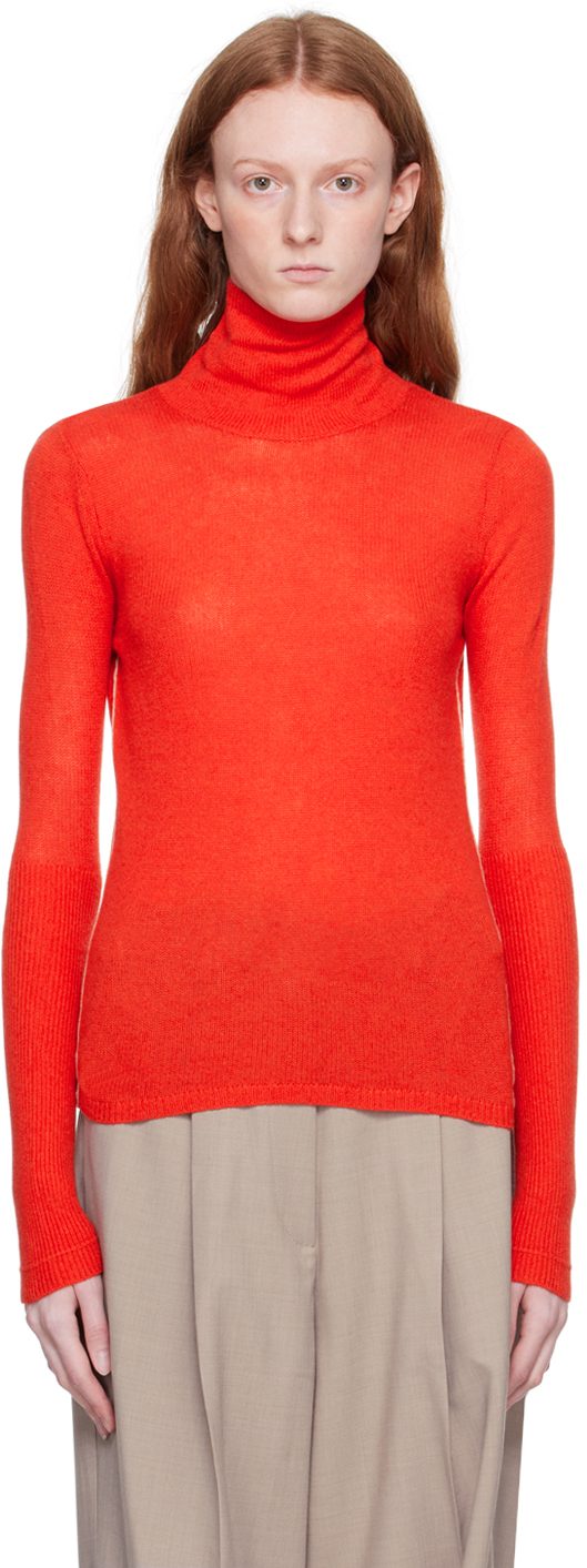 Orange Feather Weight Turtleneck