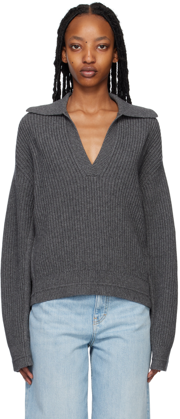 Maria Mcmanus Gray Split Sleeve Sweater In Charcoal
