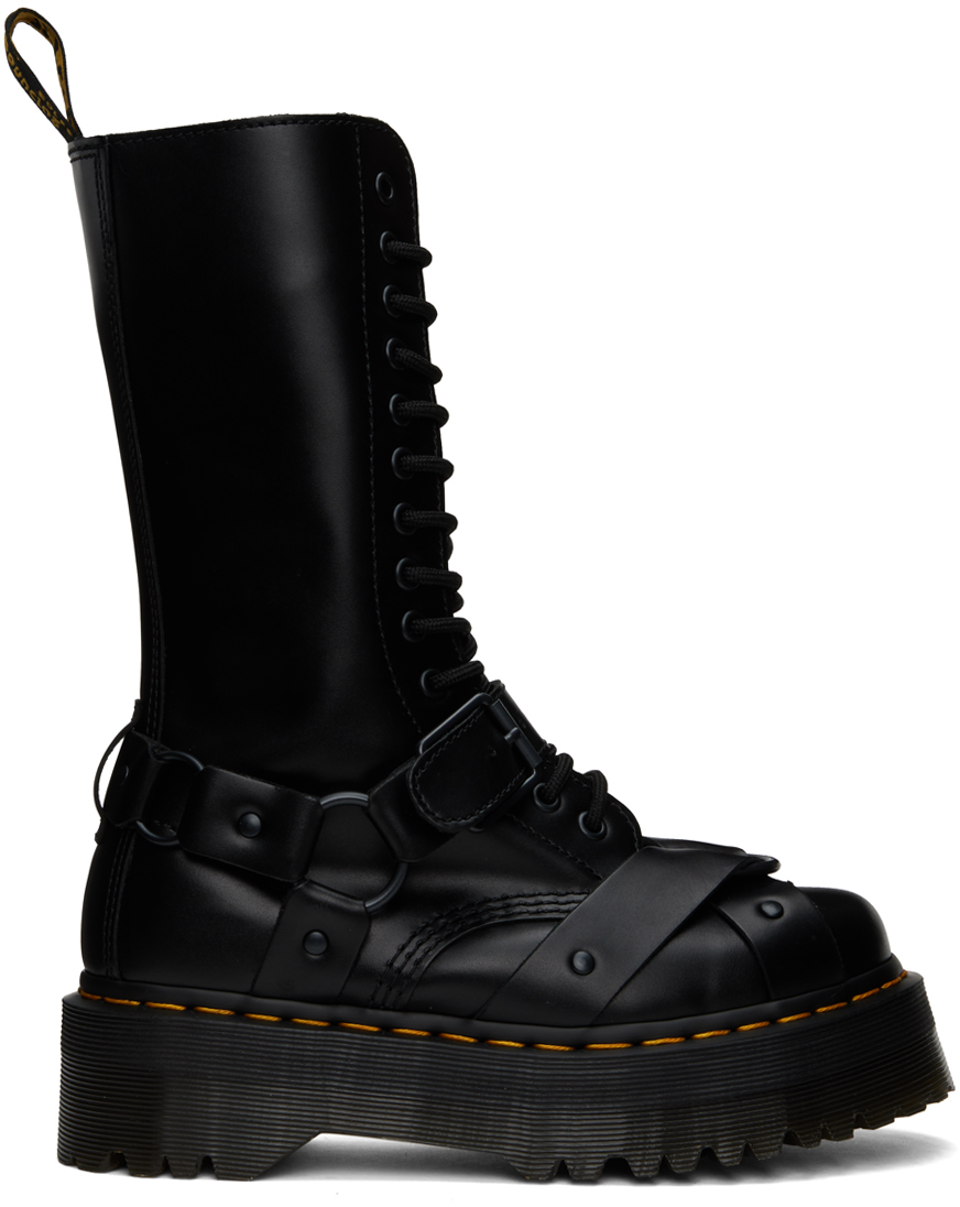 Dr. Martens 1914 Harness Leather Tall Lace Up Platform Boots In Black