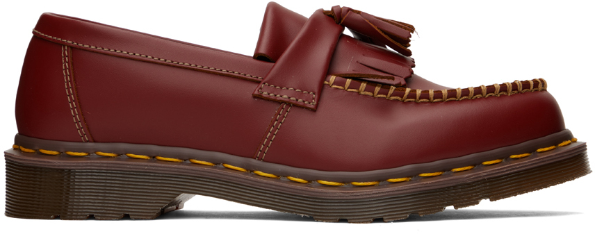 Dr. Martens' Red Adrian Loafers In Oxblood Quilon