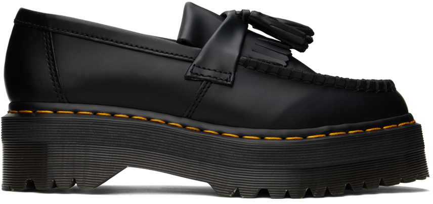 Shop Dr. Martens' Black Adrian Quad Loafers In Black Smooth